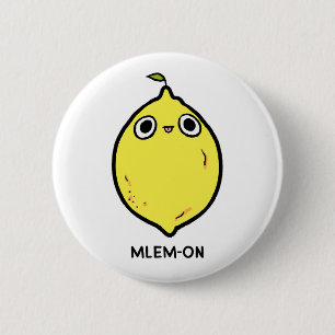 Badge Rond 5 Cm Mlem on Funny Lemon Fruit Pun Bouton Pin