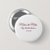 Badge Rond 5 Cm Mlle à Mme douche nuptiale ajouter nom date année  (Devant & derrière)