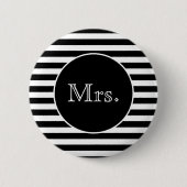 Badge Rond 5 Cm Mme Black and White Stripe (Devant)