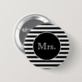 Badge Rond 5 Cm Mme Black and White Stripe (Devant & derrière)