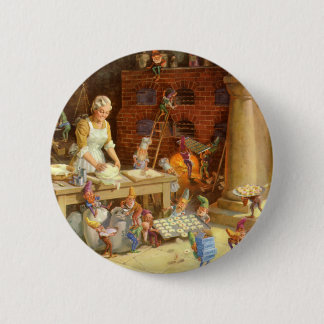 Badge Rond 5 Cm Mme Claus Bakes Cookies with Père Noël Elves!