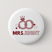 Badge Rond 5 Cm Mme Droite Rouge Mariage Bague Gras Drôle Typograp (Devant)
