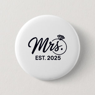 Badge Rond 5 Cm Mme Est. 2025 Je Viens De Marier Des Couples De Ma