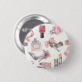 Badge Rond 5 Cm Mode chic d'aquarelle des accents | (Devant & derrière)