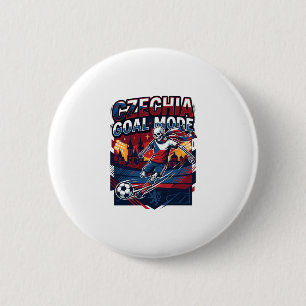 Badge Rond 5 Cm Mode de but de Tchéquie squelette striker Nations