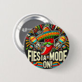 Badge Rond 5 Cm mode fiesta activé ! (Devant & derrière)