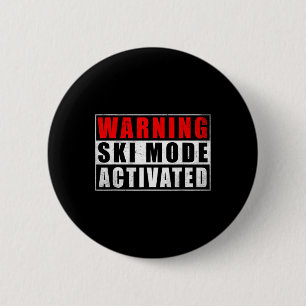 Badge Rond 5 Cm Mode Ski Avertissement Activé 1