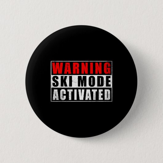 Badge Rond 5 Cm Mode Ski Avertissement Activé 1 (Devant)