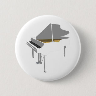 Badge Rond 5 Cm Modèle 3D : Grand Piano Blanc :