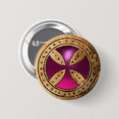 Badge Rond 5 Cm MODÈLE ANTIQUE CROISER Pink Purple Améthyst Gem (Devant & derrière)