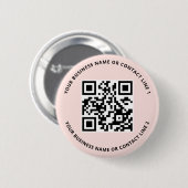 Badge Rond 5 Cm Modèle commercial de code QR rose blush (Devant & derrière)