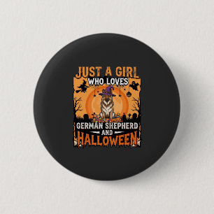 Badge Rond 5 Cm Modèle de Chien Sorcière Fille Halloween Berger Al