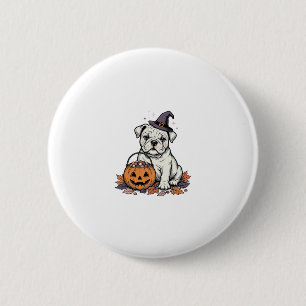 Badge Rond 5 Cm Modèle de citrouille Bulldog Halloween gravé vinta