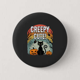 Badge Rond 5 Cm Modèle de citrouille de chat noir mignon effrayant