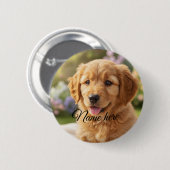 Badge Rond 5 Cm Modèle de photo de nom d'animal de compagnie simpl (Devant & derrière)