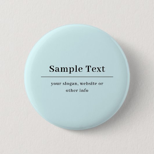 Badge Rond 5 Cm Modèle de texte simple et élégant | Bleu Clair (Devant)