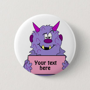 Badge Rond 5 Cm Modèle personnalisable de monstre mignon pourpre