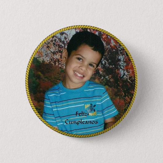 Badge Rond 5 Cm Modèle photo du cercle Feliz Cumpleanos (Devant)