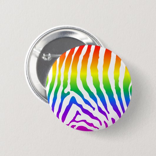 Badge Rond 5 Cm Modèle Rainbow Zebra (Devant & derrière)