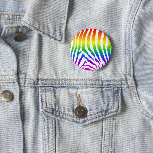Badge Rond 5 Cm Modèle Rainbow Zebra (En situation)