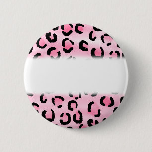 Badge Rond 5 Cm Modèle rose d'empreinte de léopard