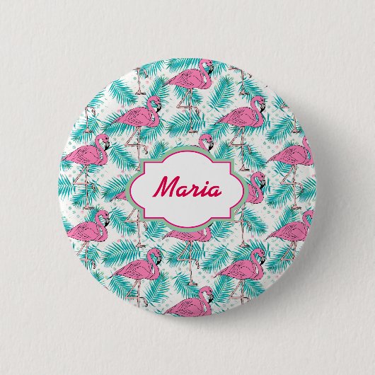 Badge Rond 5 Cm Modèle tropical de Flamant rose (Devant)
