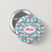 Badge Rond 5 Cm Modèle tropical de Flamant rose (Devant & derrière)