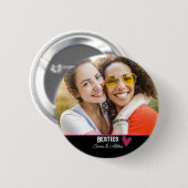 Badge Rond 5 Cm Modern Besties Best Friend Photo (Devant & derrière)