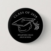 Badge Rond 5 Cm Modern Graduate Cap Doodle Class of Graduation (Devant)