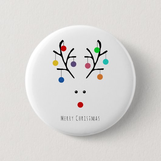 Badge Rond 5 Cm Modern Holiday Whimsical Reindeer Christmas (Devant)