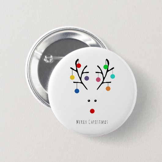 Badge Rond 5 Cm Modern Holiday Whimsical Reindeer Christmas (Devant & derrière)