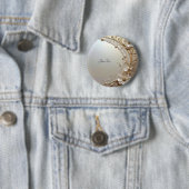 Badge Rond 5 Cm Modern White Flowers Pearls Button (En situation)