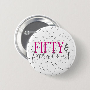 Badge Rond 5 Cm Moderne 50 et fabuleux Bouton Confetti Anniversair