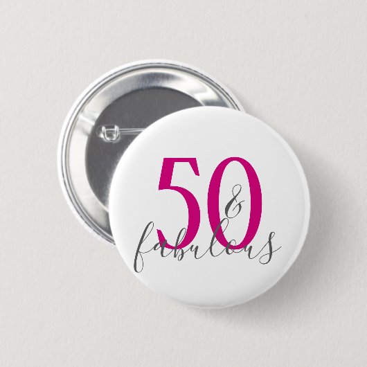 Badge Rond 5 Cm Moderne 50 et fabuleux bouton de fête d'anniversai (Devant & derrière)