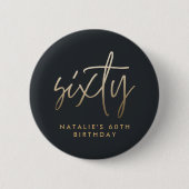 Badge Rond 5 Cm Moderne 60e anniversaire simple élégant script élé (Devant)