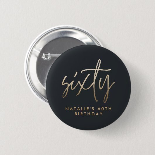 Badge Rond 5 Cm Moderne 60e anniversaire simple élégant script élé (Devant & derrière)