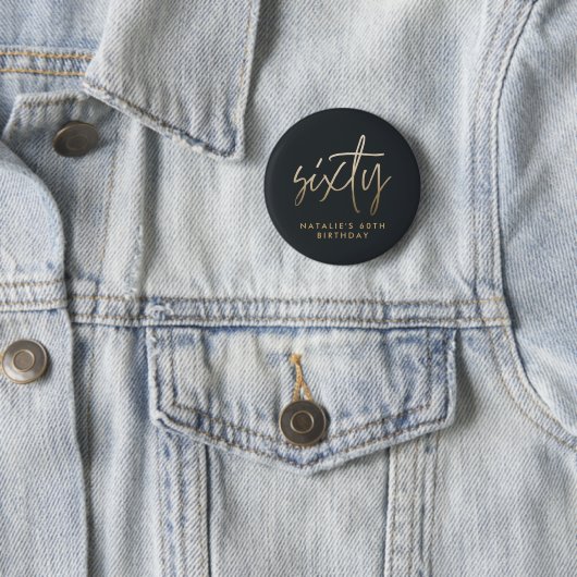 Badge Rond 5 Cm Moderne 60e anniversaire simple élégant script élé (En situation)
