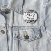 Badge Rond 5 Cm Moderne Baroque Floral Maid of Honor (En situation)