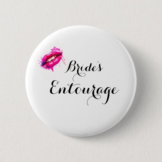 Badge Rond 5 Cm Moderne Calligraphie Mariages Entourage (Devant)