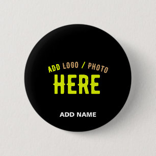 BADGE ROND 5 CM MODERNE ET MODERNE PERSONNALISABLE NOIR VÉRIFIÉ