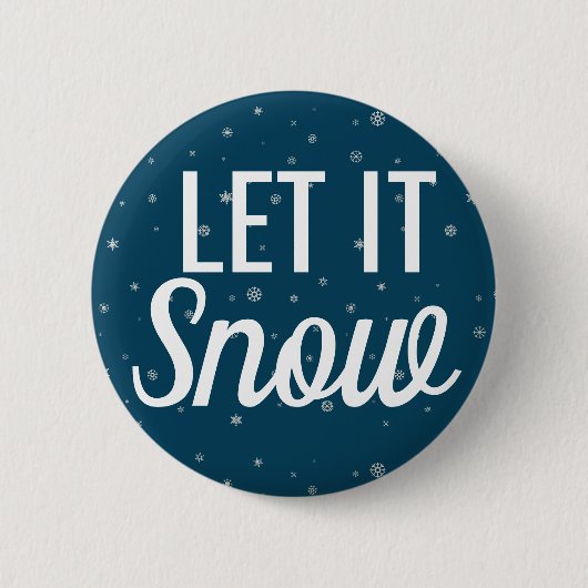 Badge Rond 5 Cm Moderne, laissez-le neiger bleu avec des flocons d (Devant)