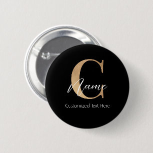 Badge Rond 5 Cm Moderne Monogramme Initial C & Nom Personnalisé