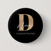 Badge Rond 5 Cm Moderne Monogramme Initiale D & Nom Personnalisé (Devant)