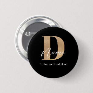 Badge Rond 5 Cm Moderne Monogramme Initiale D & Nom Personnalisé