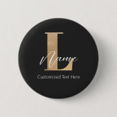 Badge Rond 5 Cm Moderne Monogramme Initiale L & Nom Personnalisé (Devant)