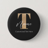 Badge Rond 5 Cm Moderne Monogramme Initiale T & Nom Personnalisé (Devant)