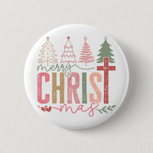 Badge Rond 5 Cm Moderne Pastel Joyeux Noël