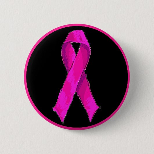 Badge Rond 5 Cm Moderne Pink Bow Cancer du sein Sensibilisation et (Devant)