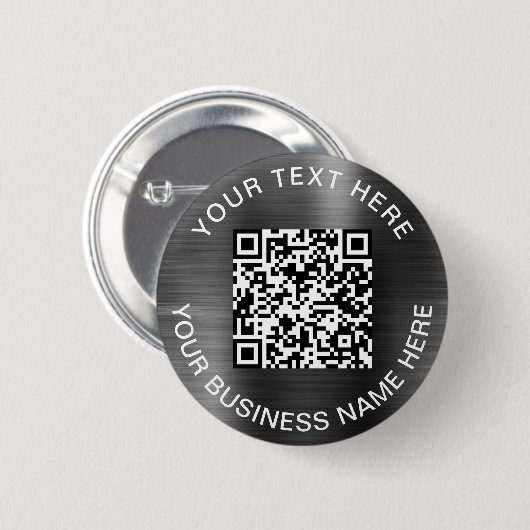Badge Rond 5 Cm Moderne QR Code Silver Promotionnels (Devant & derrière)