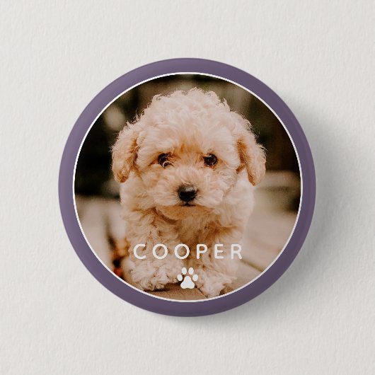 Badge Rond 5 Cm Moderne Simple Jouer Élégant Chic Paw Pet Photo (Devant)